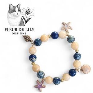 Blue and Cream Charm Bracelet